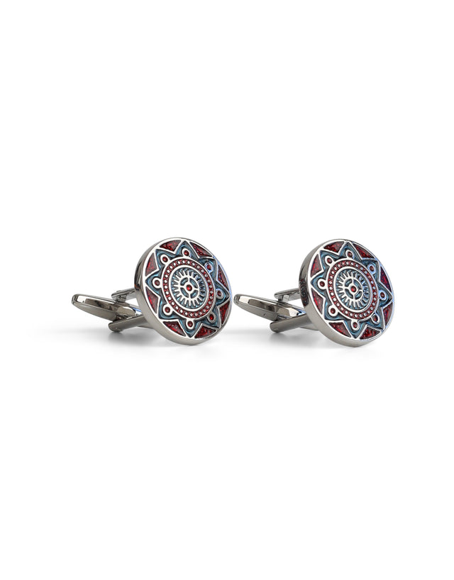 Navy & Purple Mosaic Design Cufflink