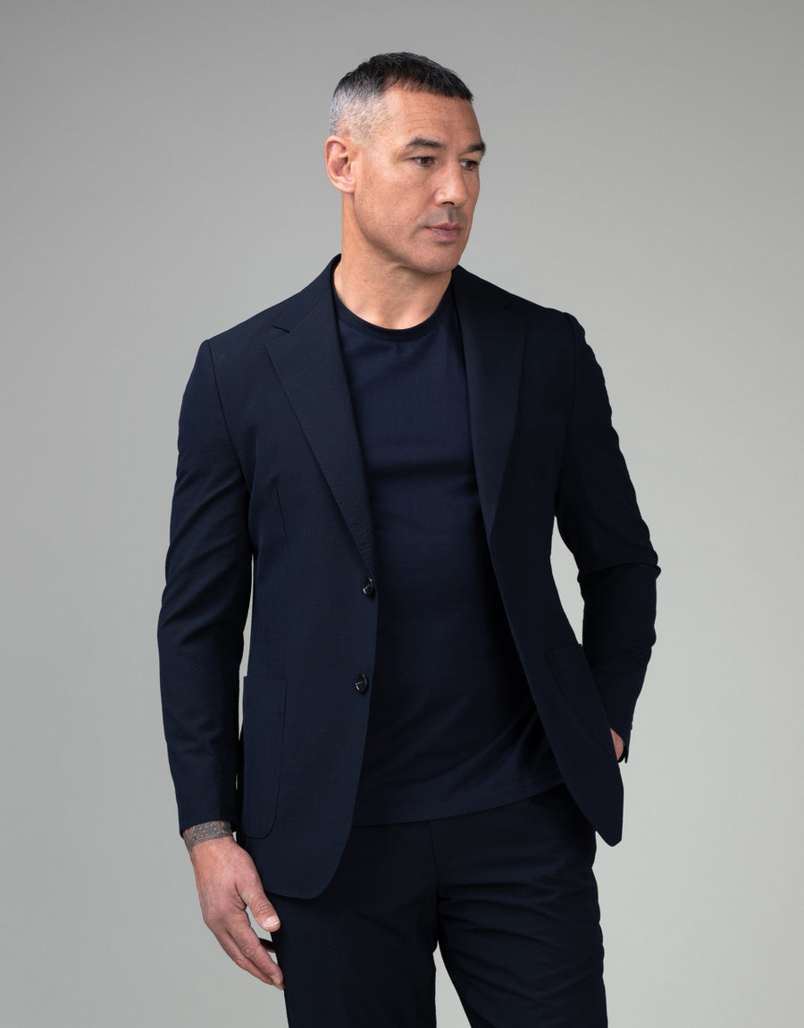 Malta Navy Seersucker Suit - front