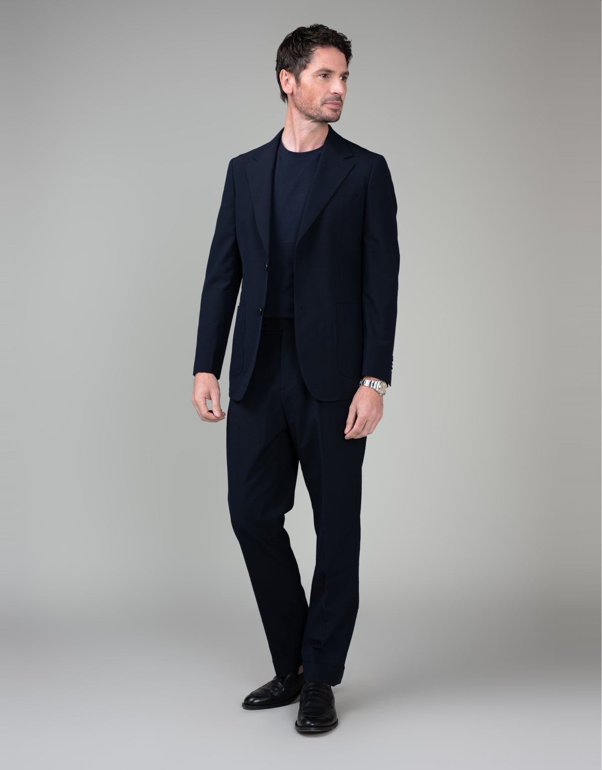 Malta Navy Seersucker Blazer - full length