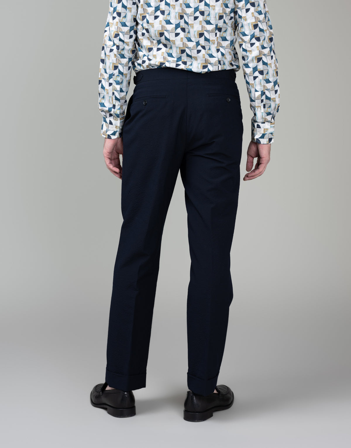 Evans Navy Seersucker Trouser - back