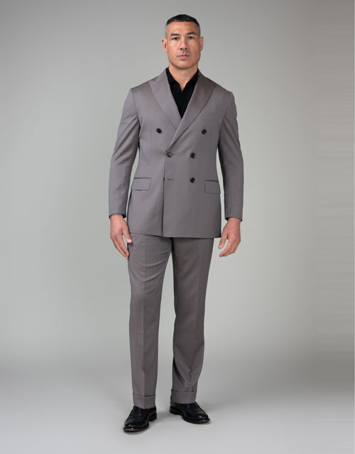 Doppio Brown Solaro Double Breasted Suit - full length
