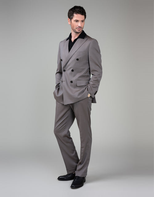 Doppio Brown Solaro Double Breasted Suit - full length
