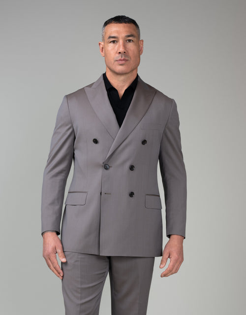 Doppio Brown Solaro Double Breasted Jacket - front