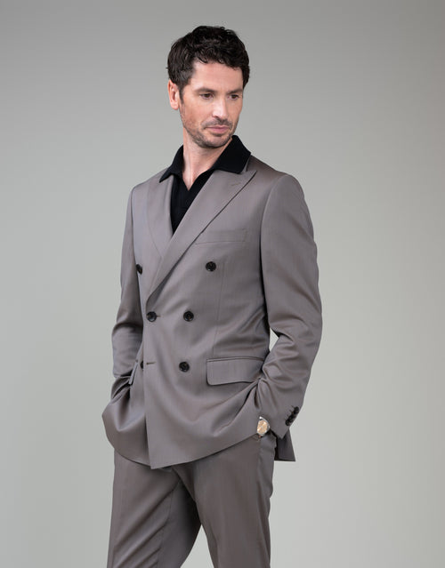 Doppio Brown Solaro Double Breasted Jacket - front