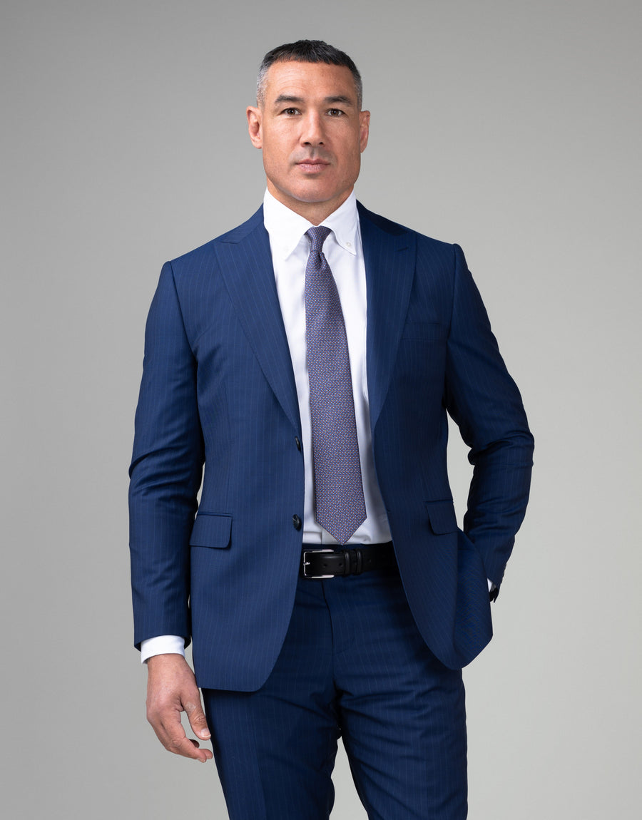 Lyon Blue Pinstripe Suit - front
