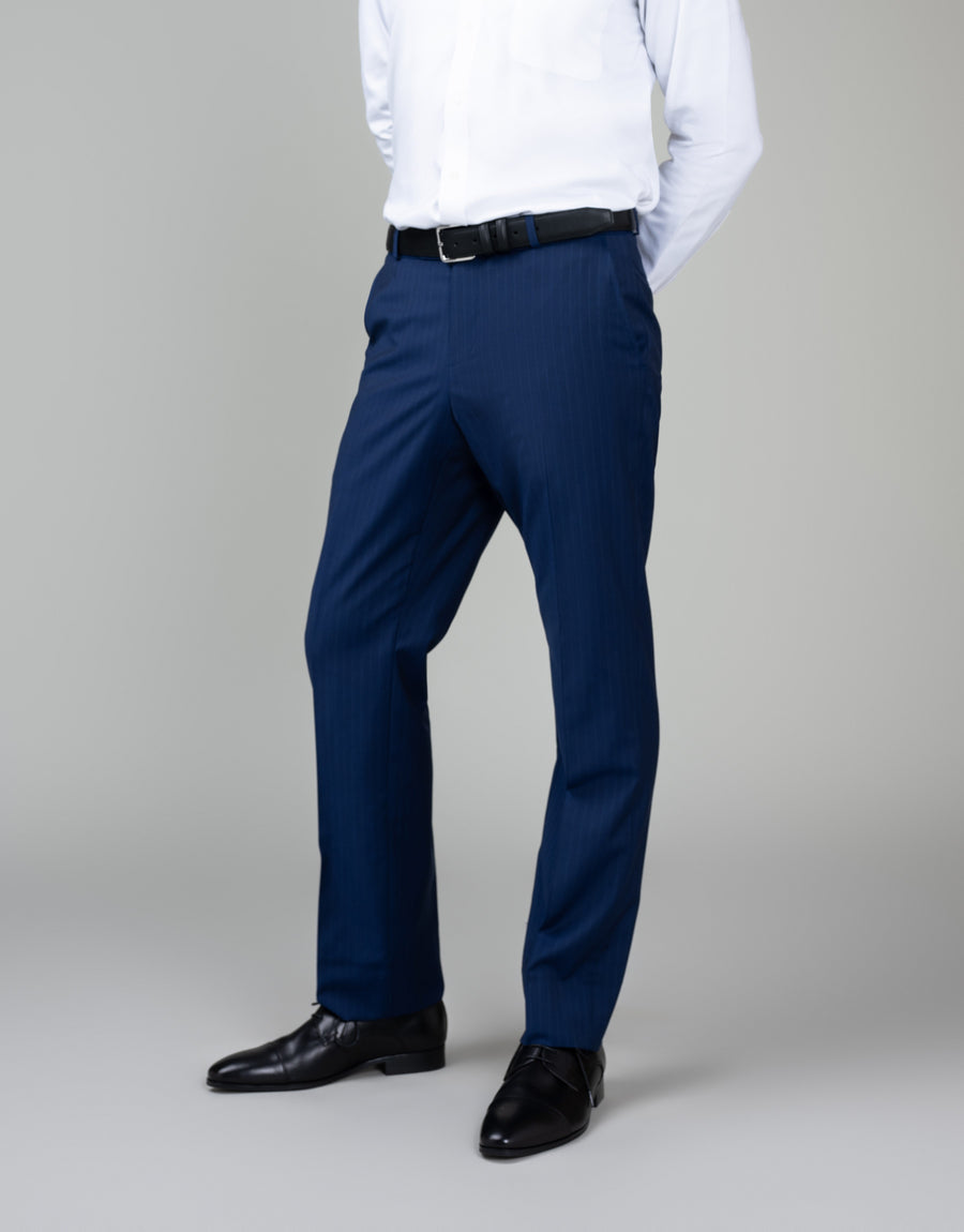 Lotus Blue Pinstripe Suit Trouser - front