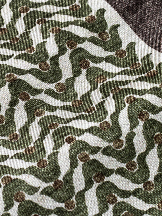 Brown, Cream & Green Geo Italian Silk Pocket Square