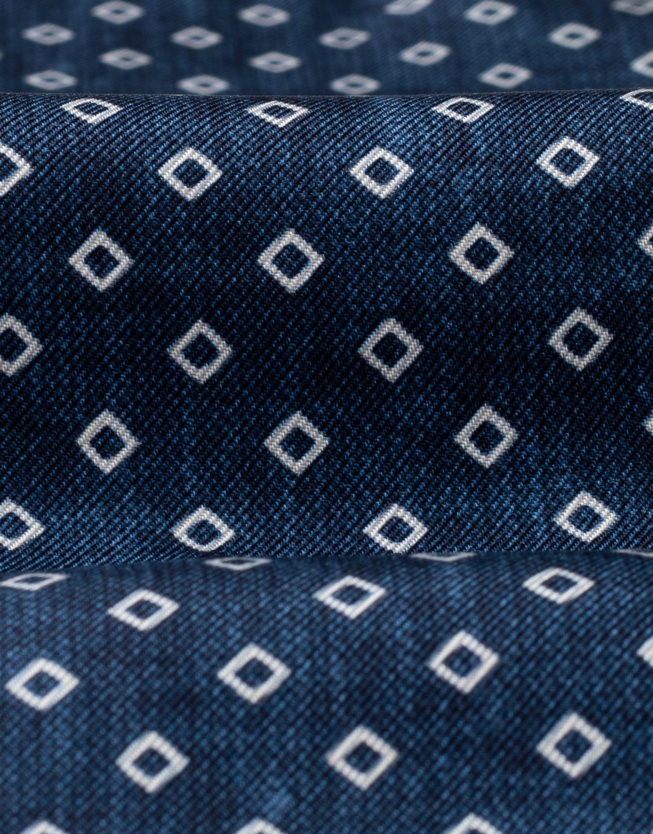 Navy & White Diamond Italian Silk Pocket Square