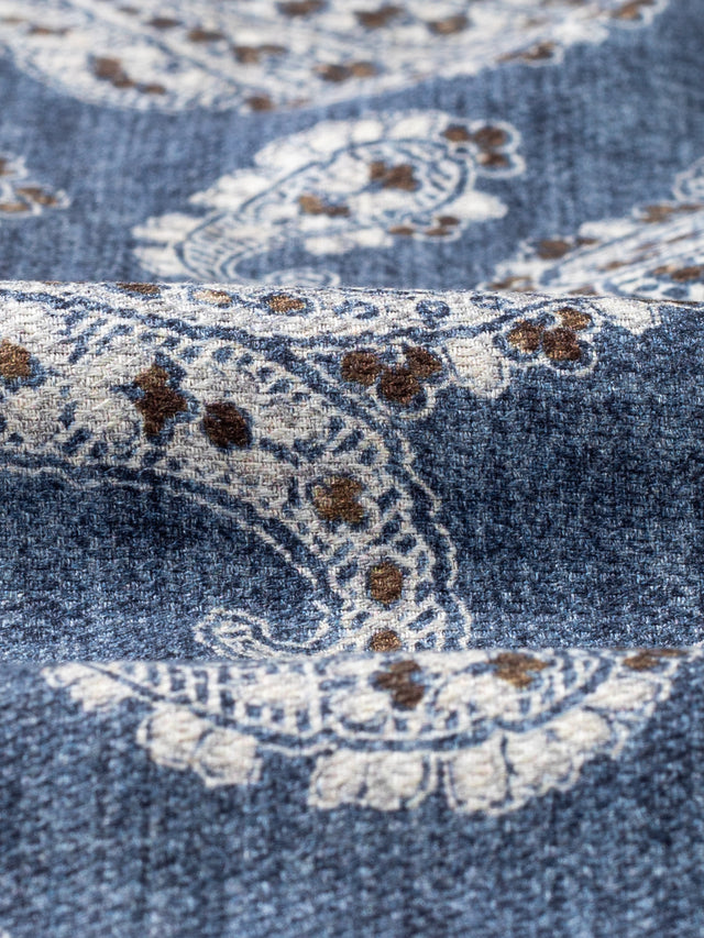 Blue & Brown Paisley Reversible Italian Pocket Square