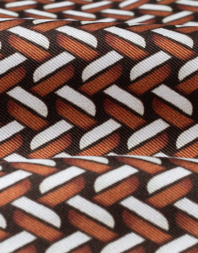 Red & White Weave Geo Italian Silk Pocket Square