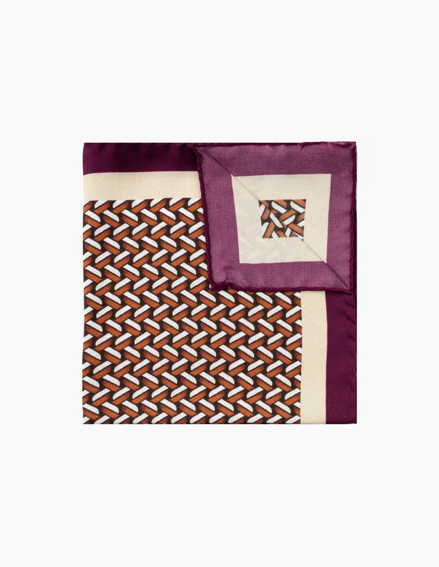 Red & White Weave Geo Italian Silk Pocket Square