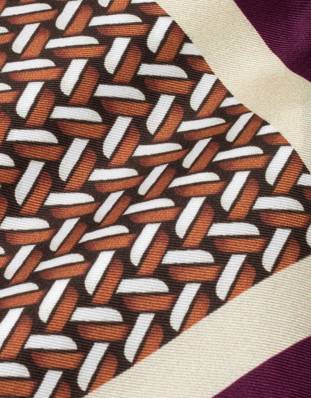 Red & White Weave Geo Italian Silk Pocket Square