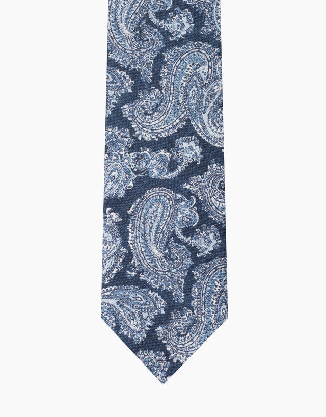 Blue Tonal Paisley Italian Silk Tie