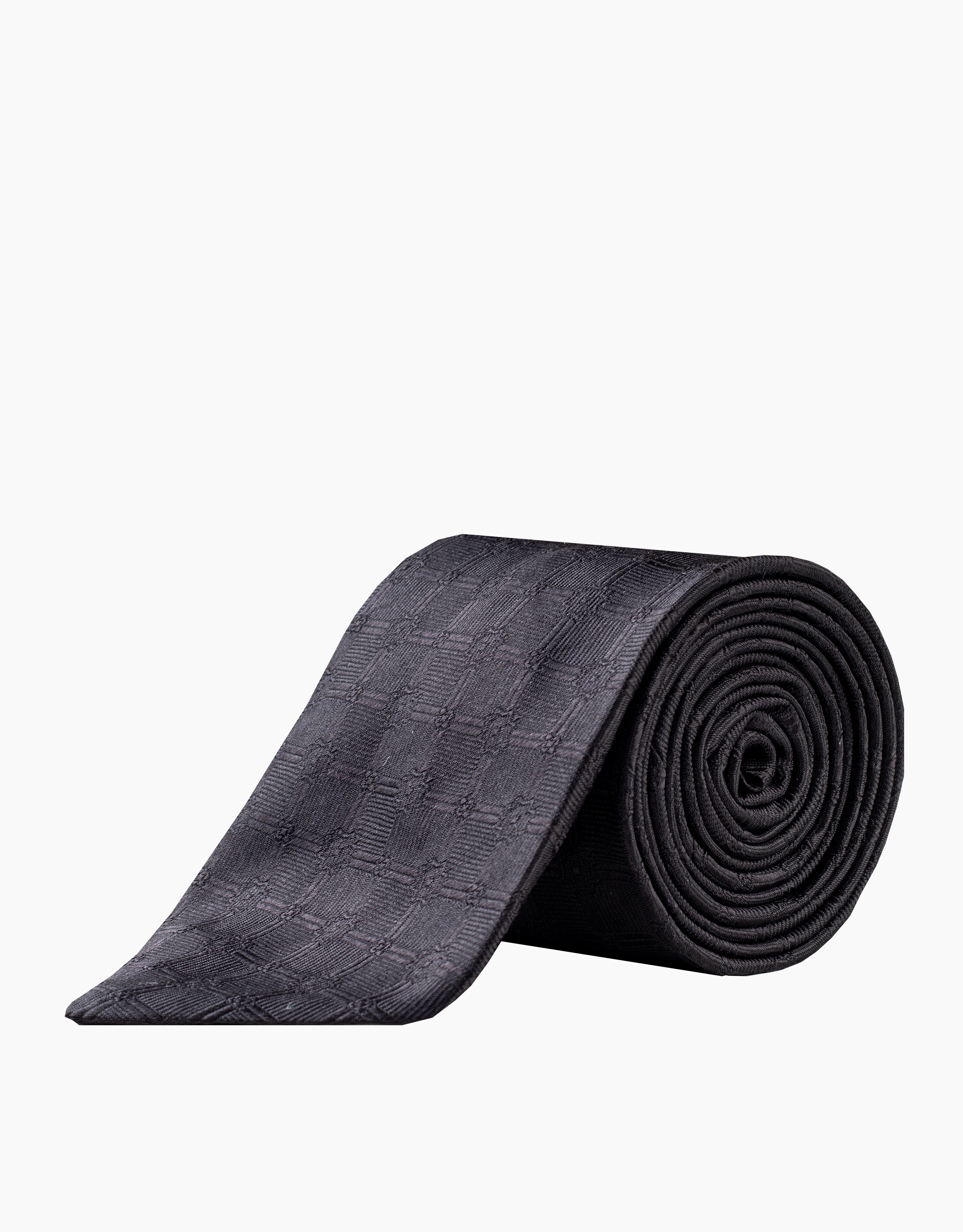 Black Floral Diamond Italian Silk Tie