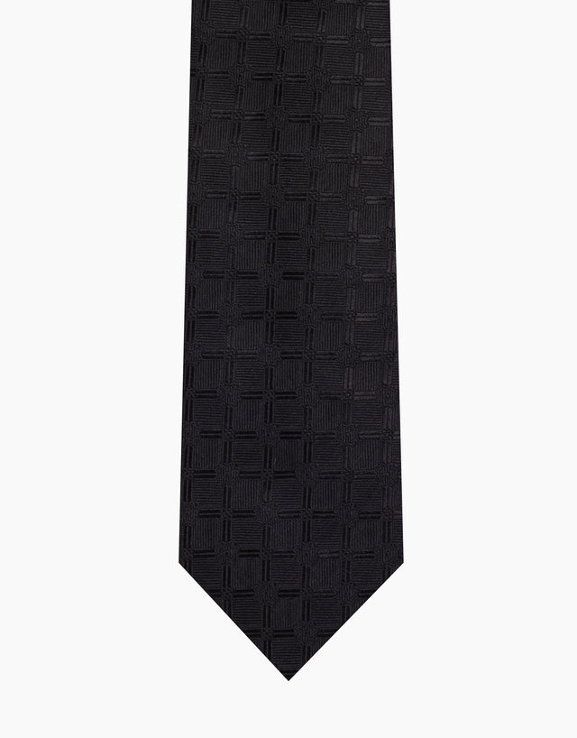 Black Floral Diamond Italian Silk Tie