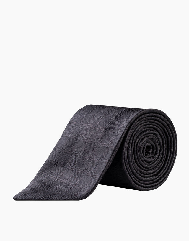 Black Floral Diamond Italian Silk Tie