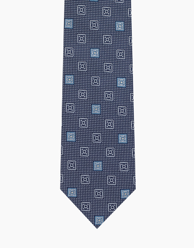 Blue Diamond Geometric Italian Silk Tie