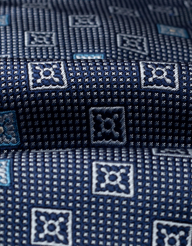 Blue Diamond Geometric Italian Silk Tie