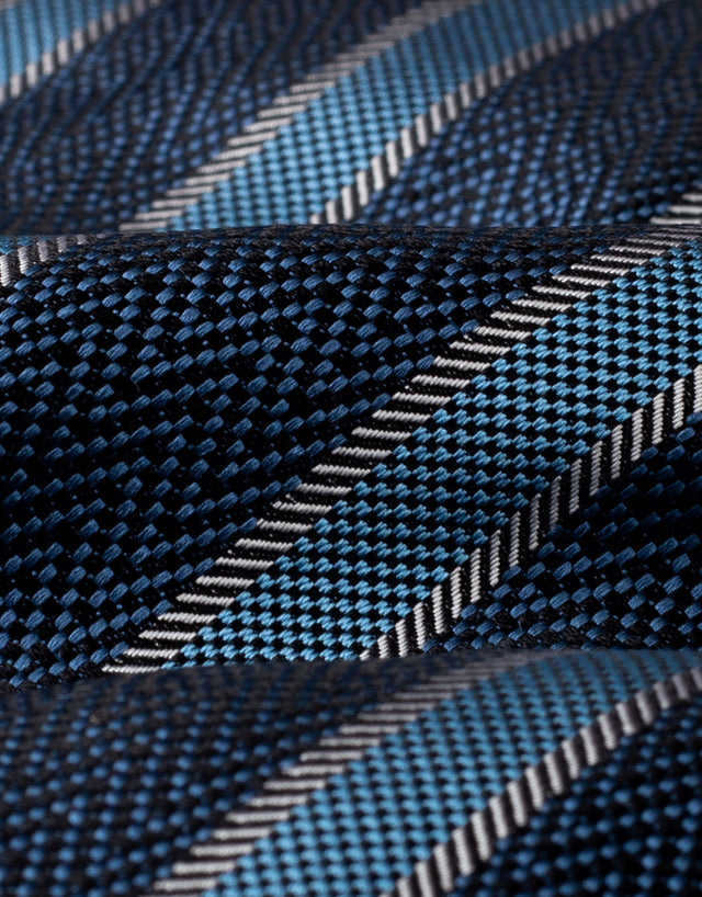 Blue Herringbone Stripe Italian Silk Tie