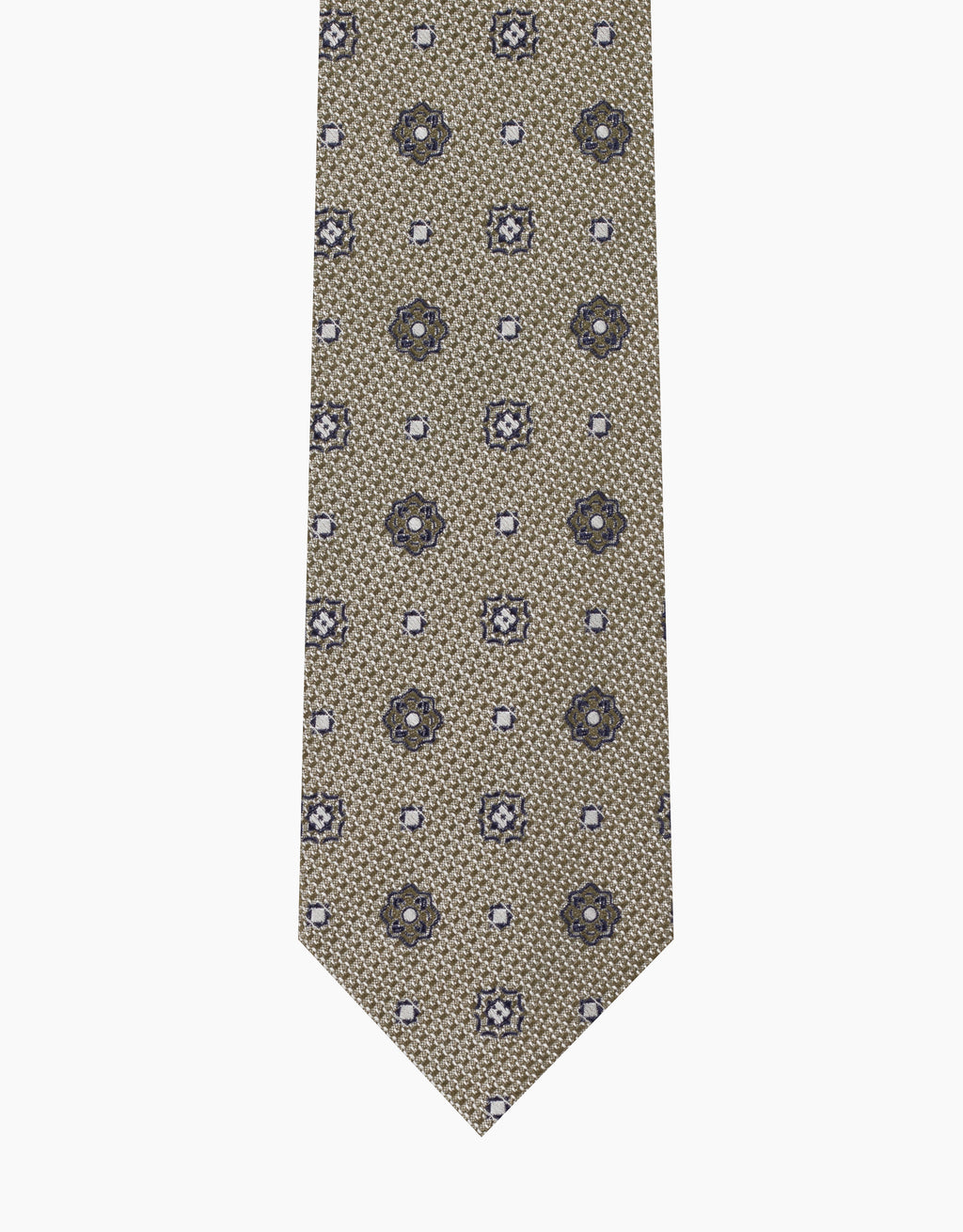Moss Green & Navy Geo Italian Silk Tie