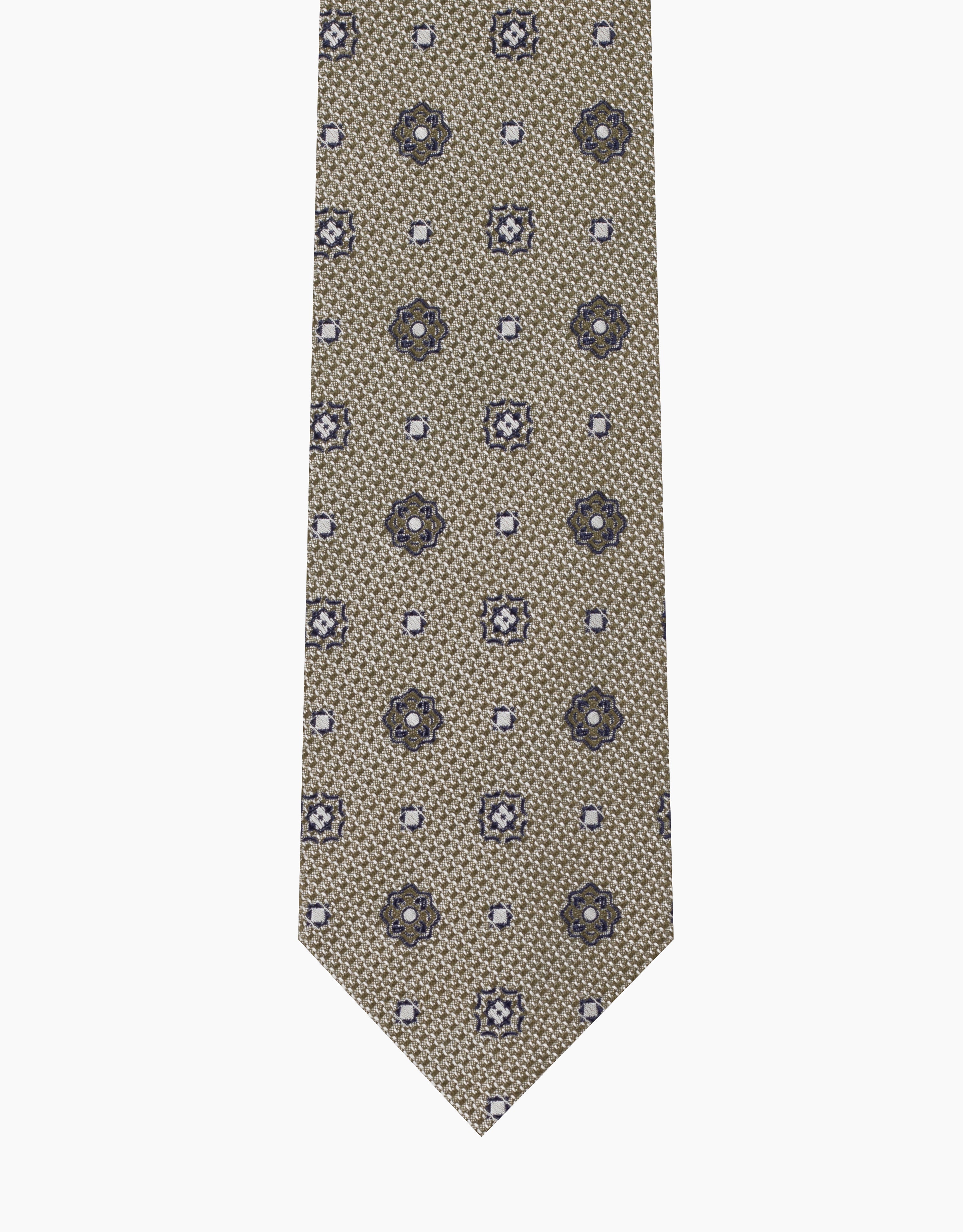 Moss Green & Navy Geo Italian Silk Tie