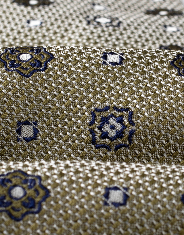 Moss Green & Navy Geo Italian Silk Tie