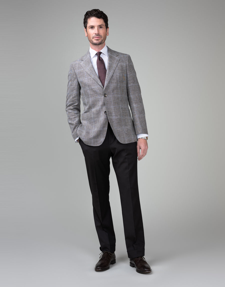 London Light grey stripe Shirt - styled full length