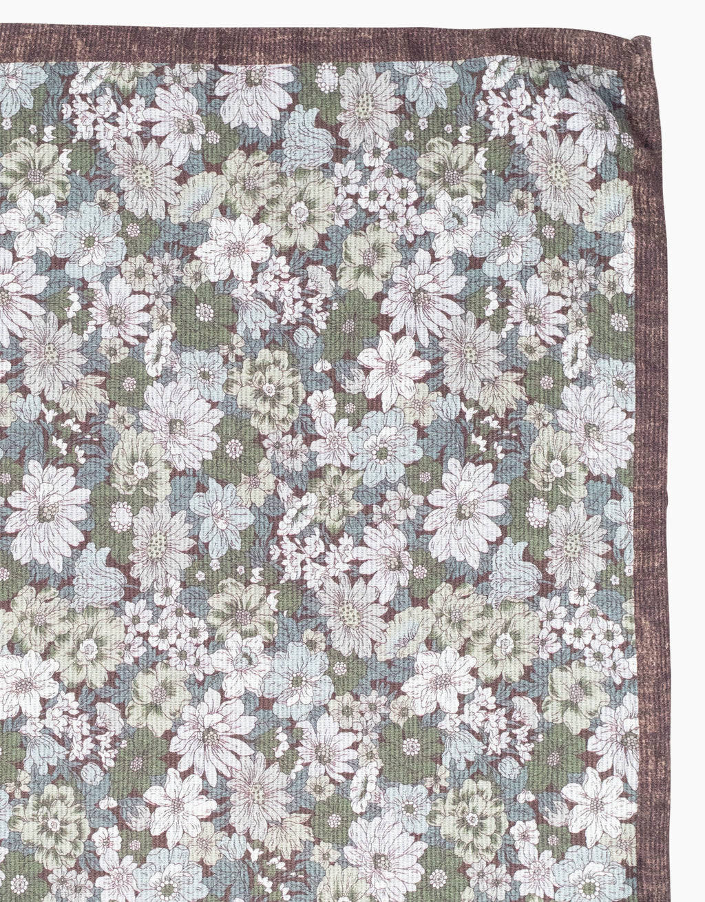 Brown & Green Floral Reversible Italian Silk Pocket Square