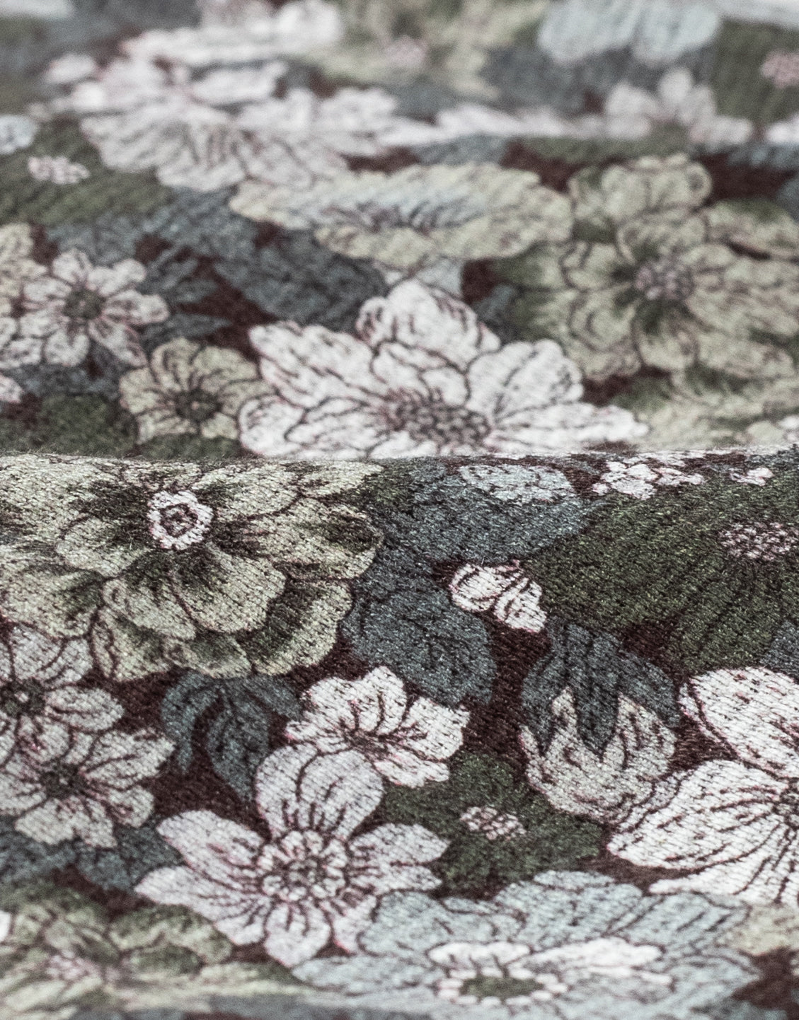 Brown & Green Floral Reversible Italian Silk Pocket Square