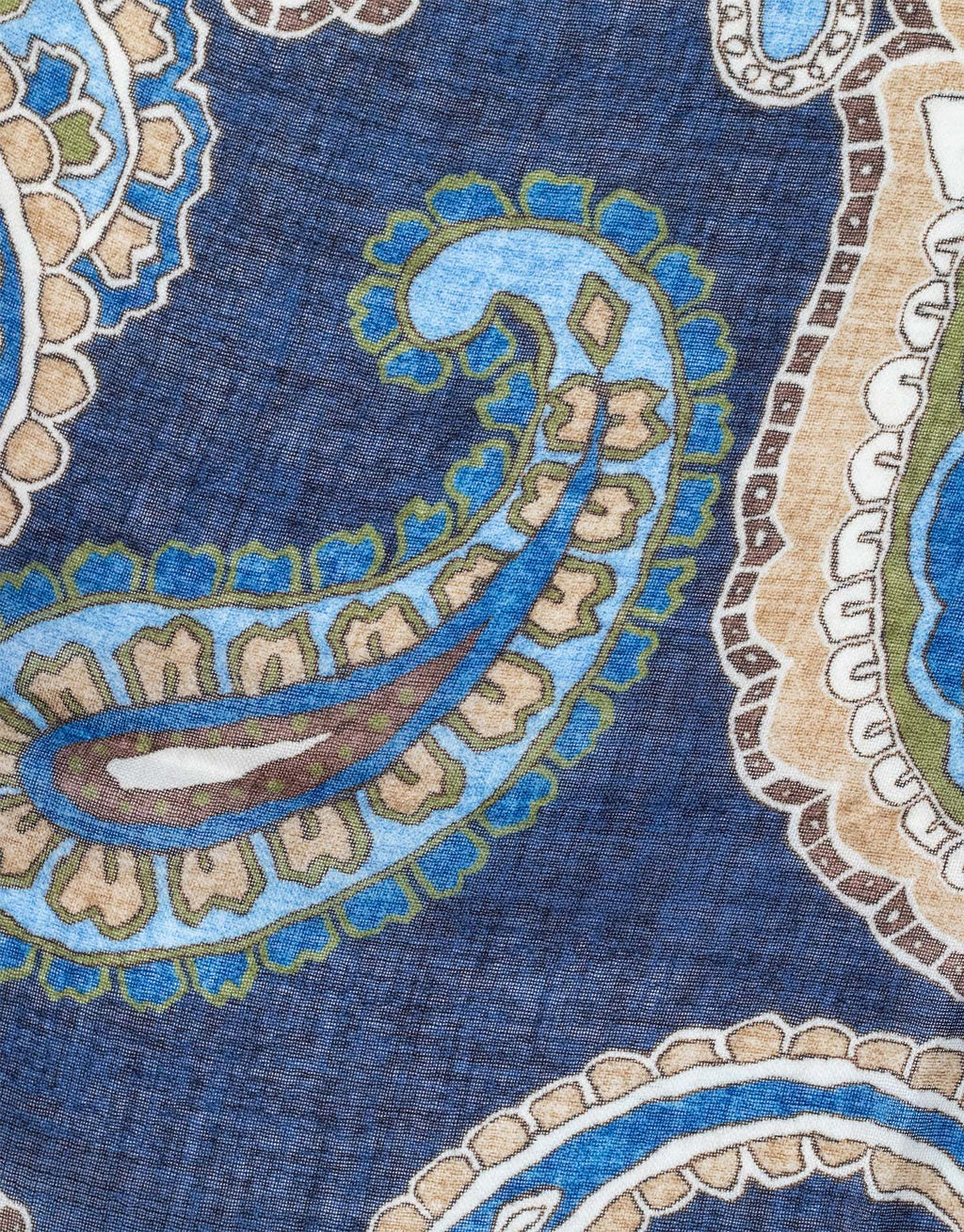 Blue Beige & Green Paisley Italian Wool Scarf