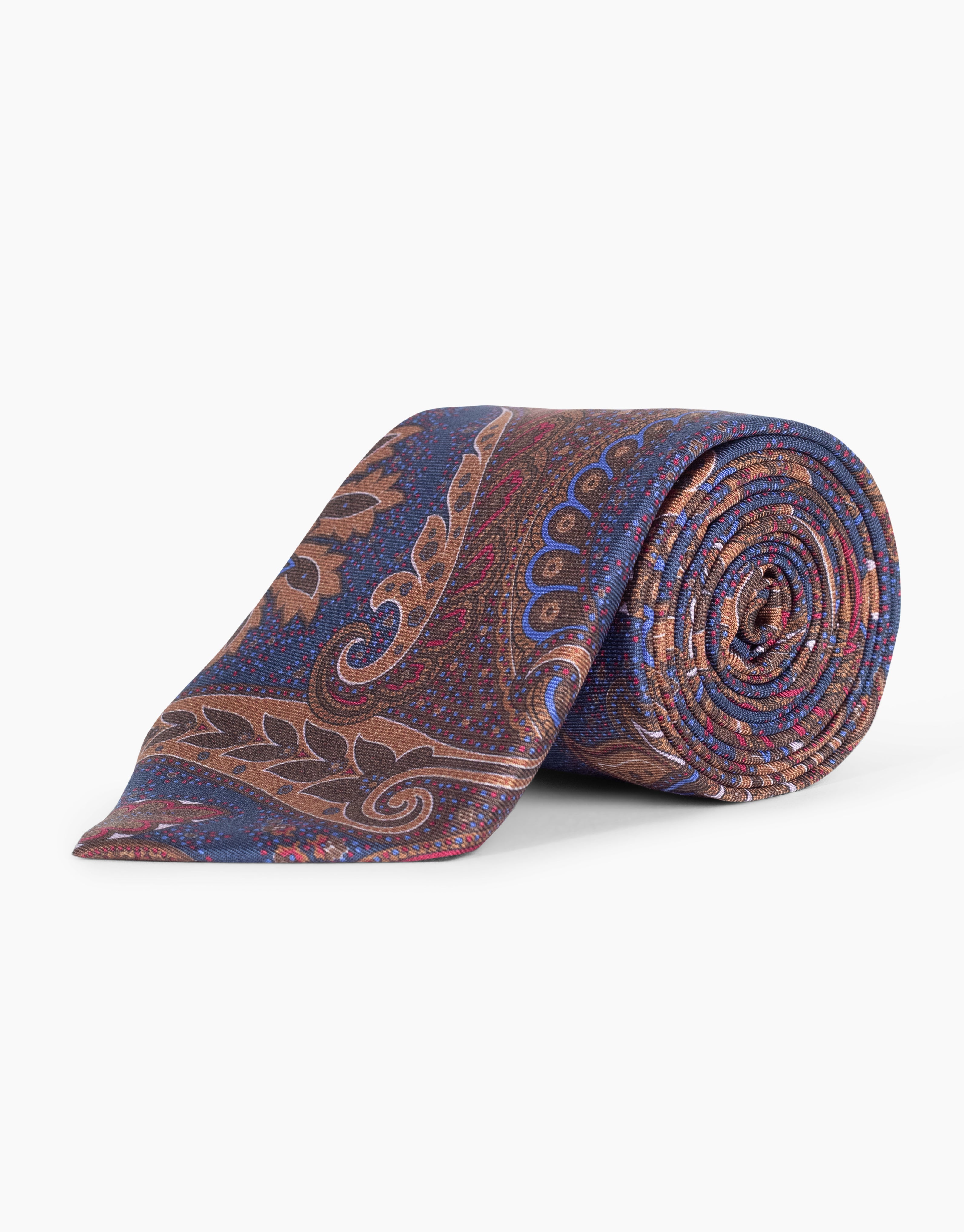 Rust Brown Large Paisley Italian Silk Tie