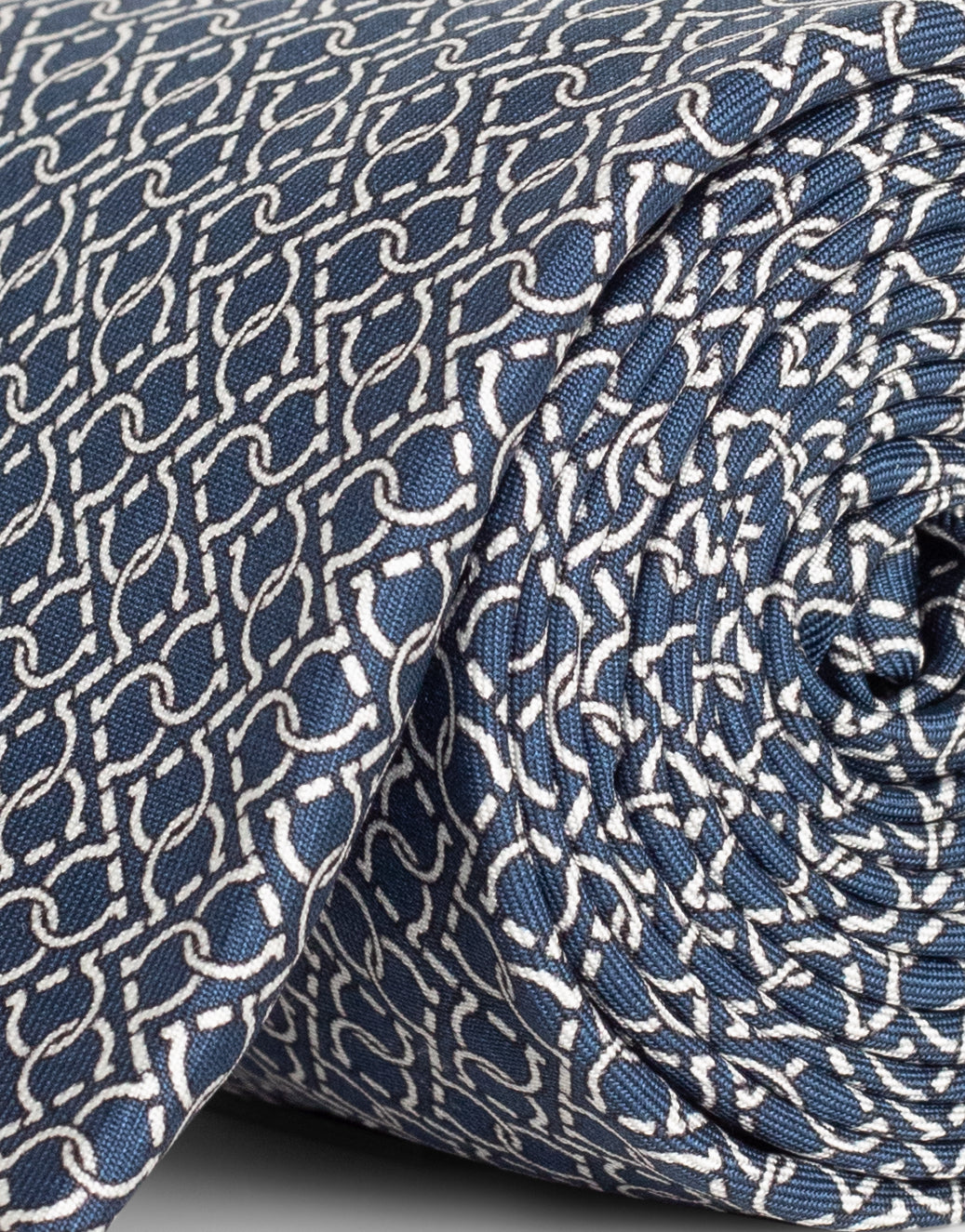 Navy & White Chain Italian Silk Tie