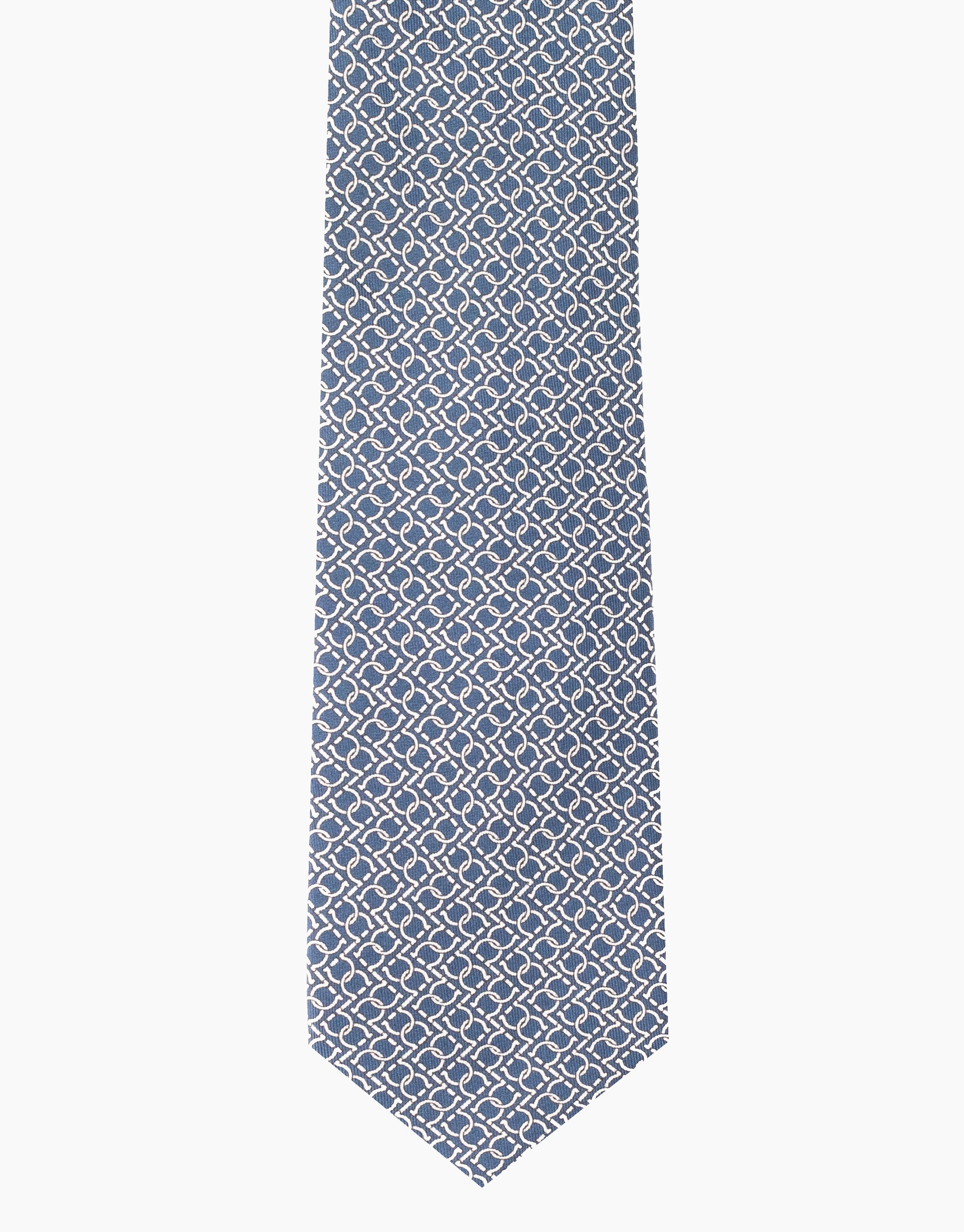 Navy & White Chain Italian Silk Tie
