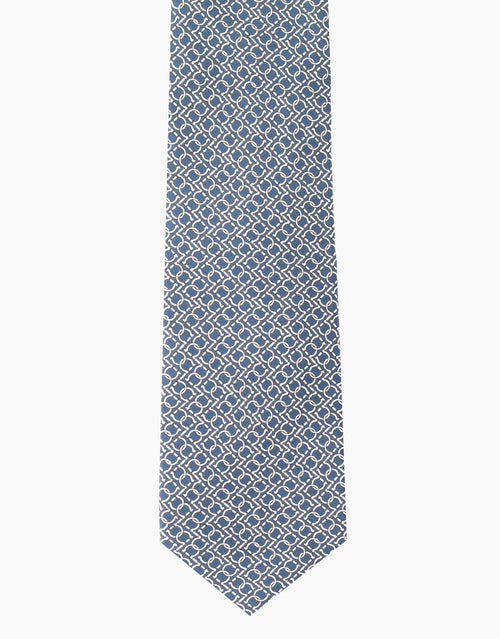 Navy & White Chain Italian Silk Tie