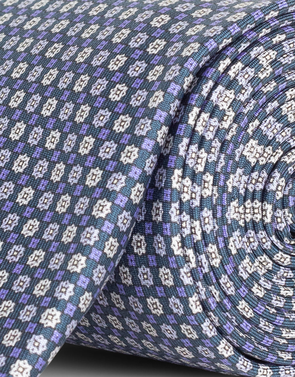 Purple Floral Geometric Italian Silk Tie