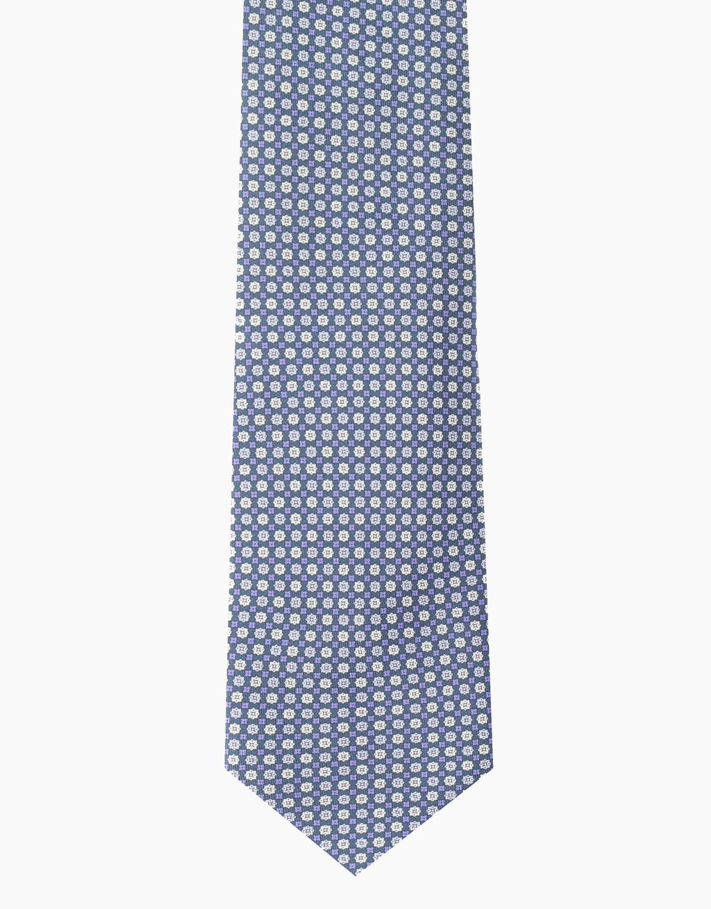 Purple Floral Geometric Italian Silk Tie