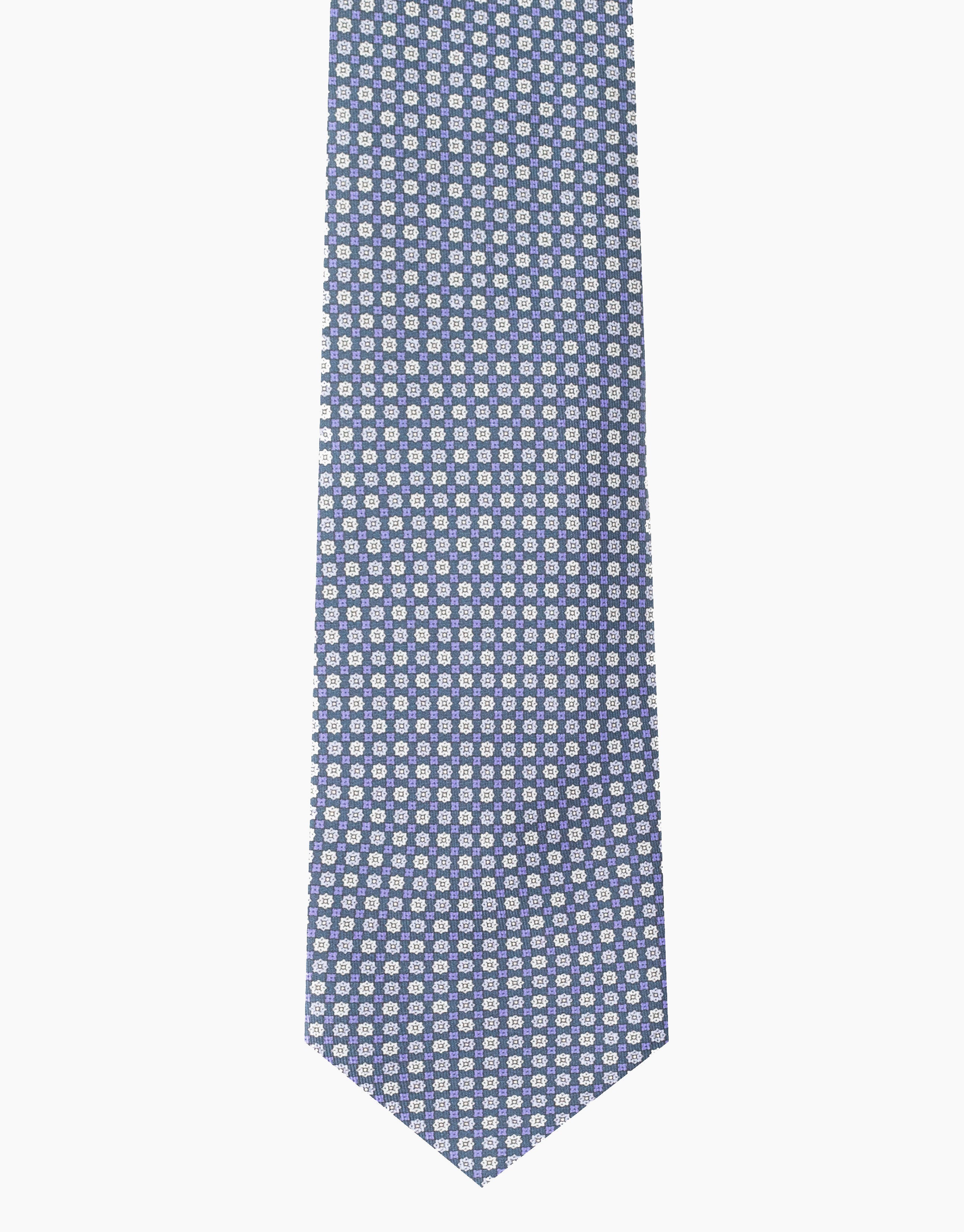 Purple Floral Geometric Italian Silk Tie