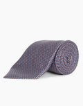 Blue & Brick Geometric Italian Silk Tie