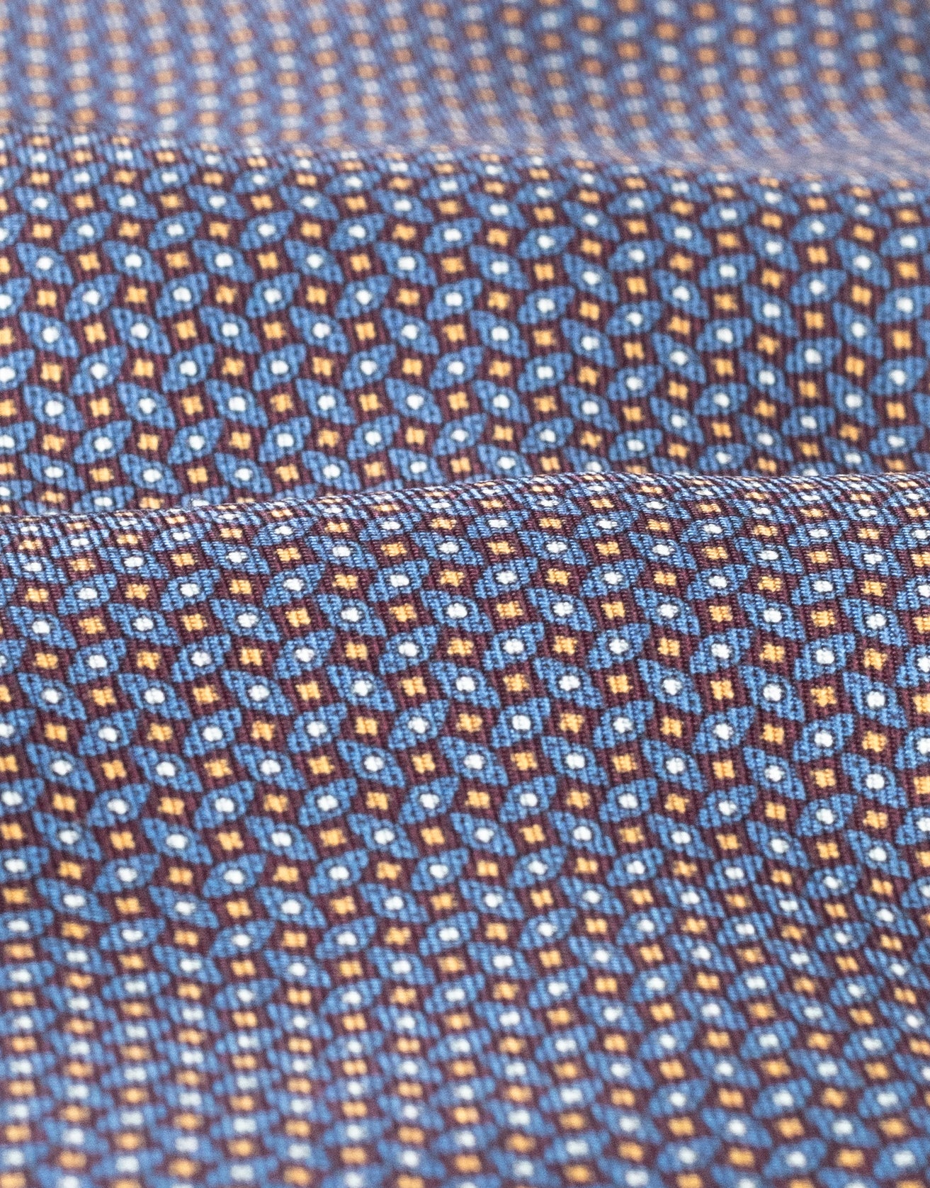 Blue & Brick Geometric Italian Silk Tie