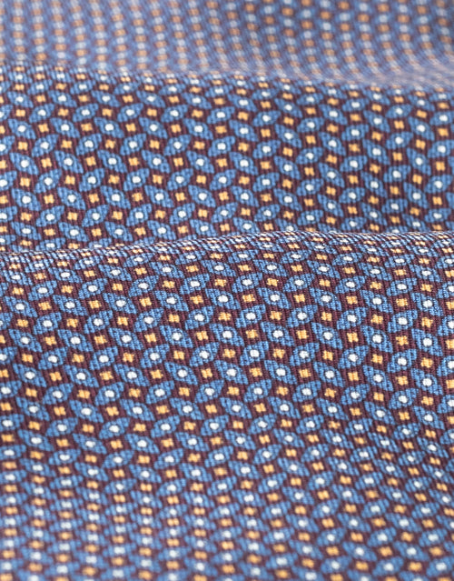 Blue & Brick Geometric Italian Silk Tie