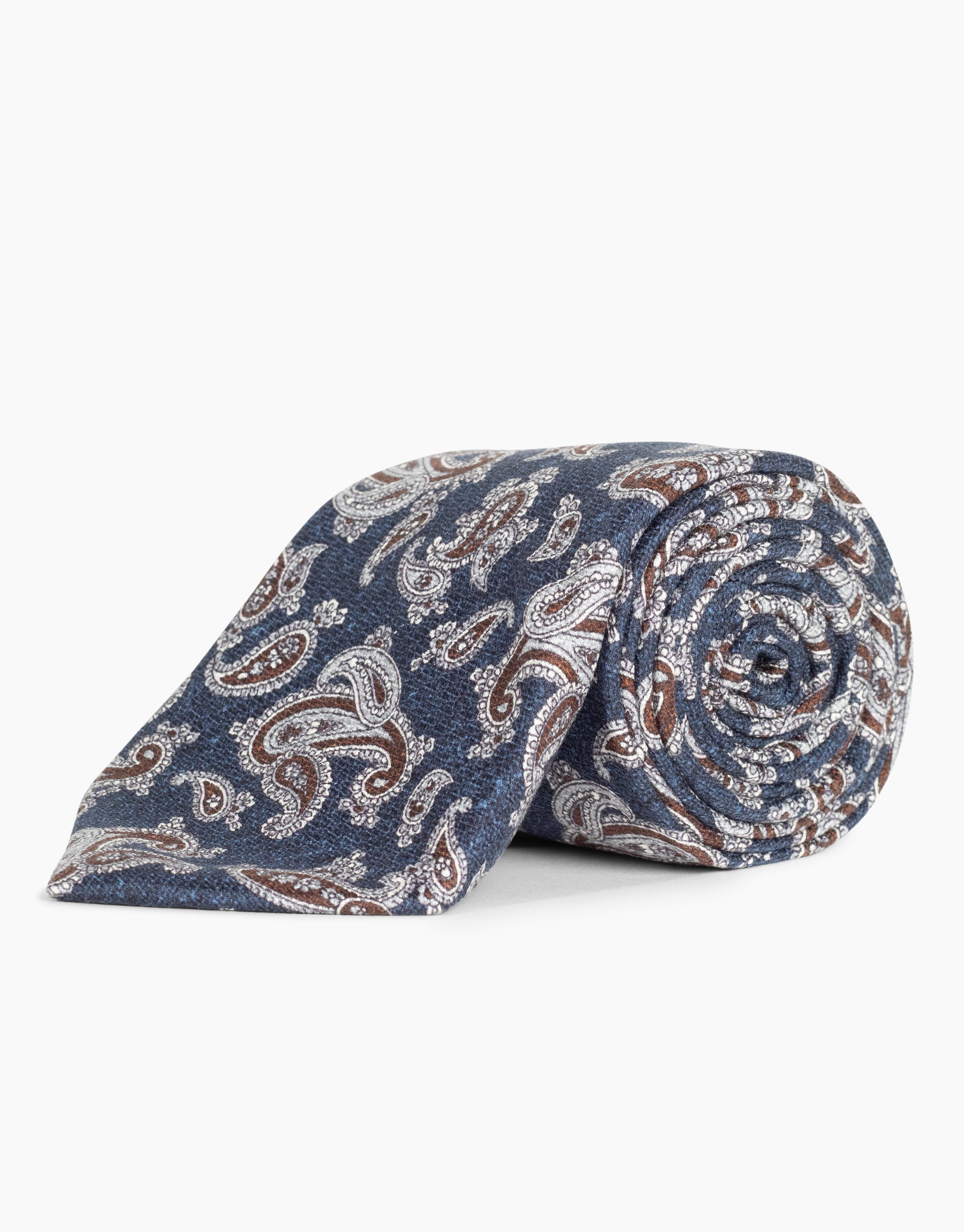 Blue & Brown Paisley Italian Silk Tie