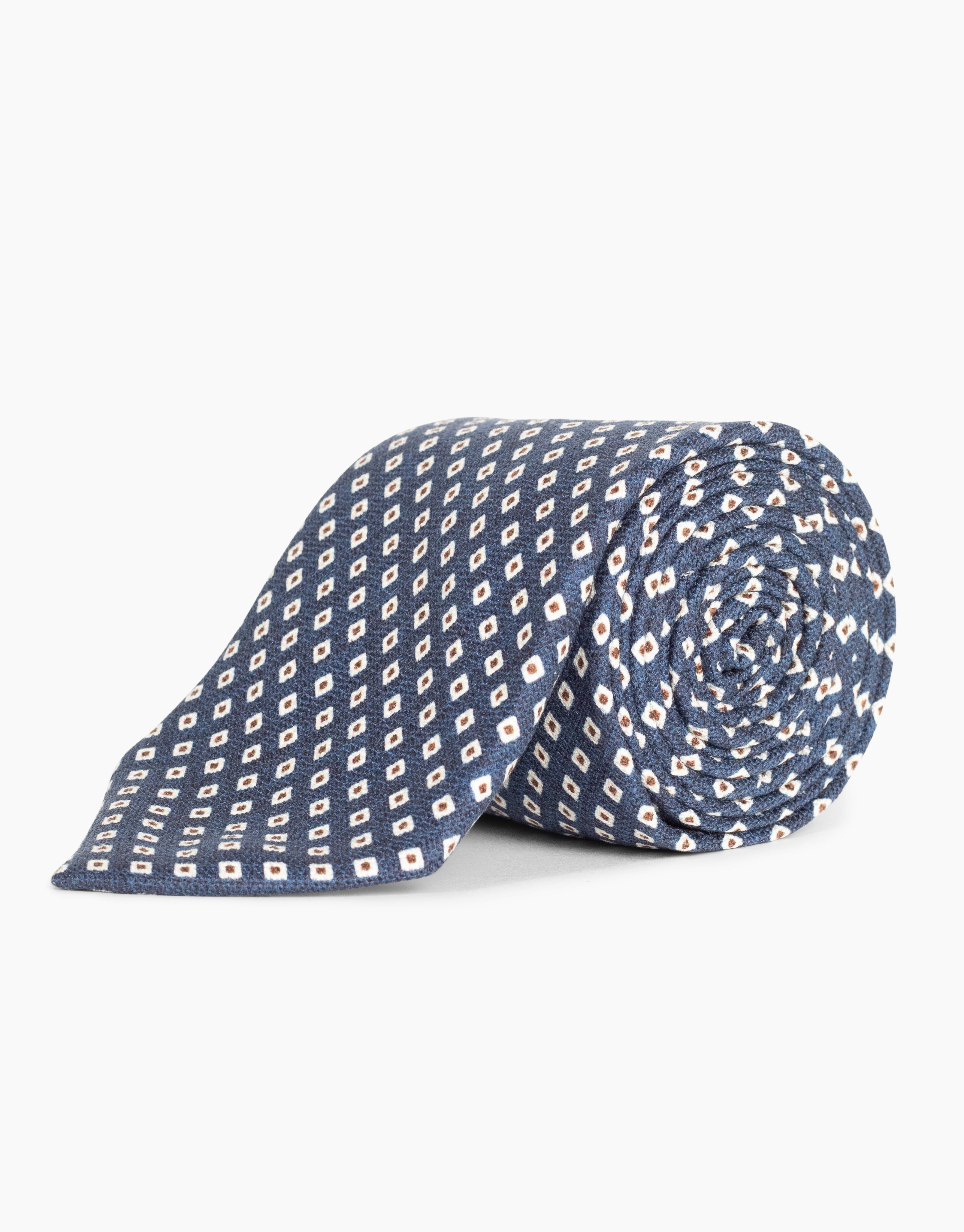 Blue & Cream Tile Italian Silk Tie