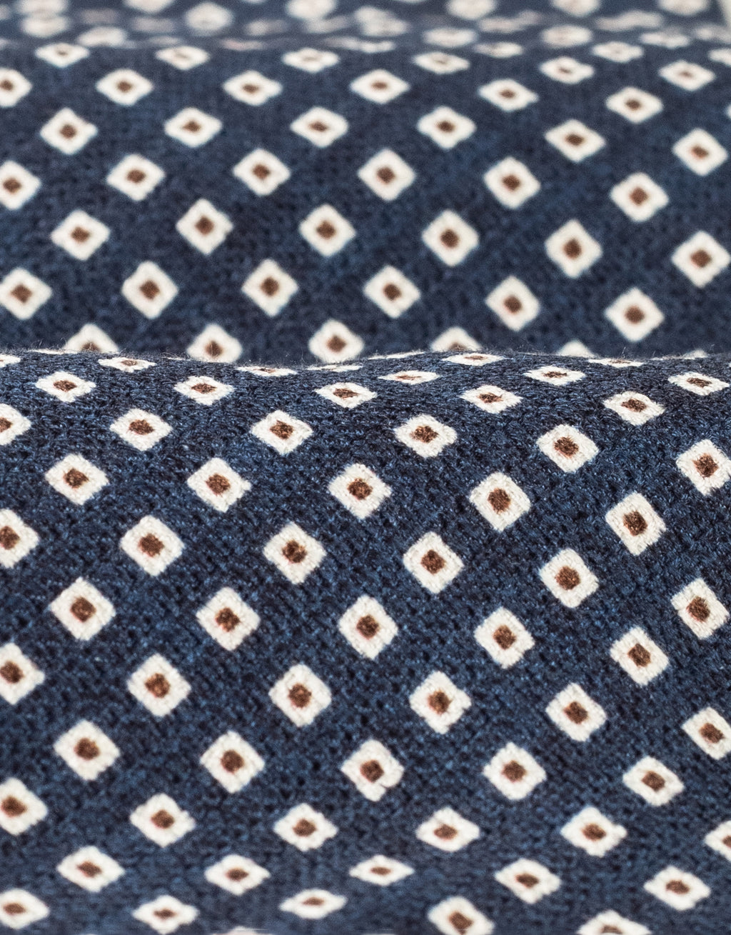 Blue & Cream Tile Italian Silk Tie