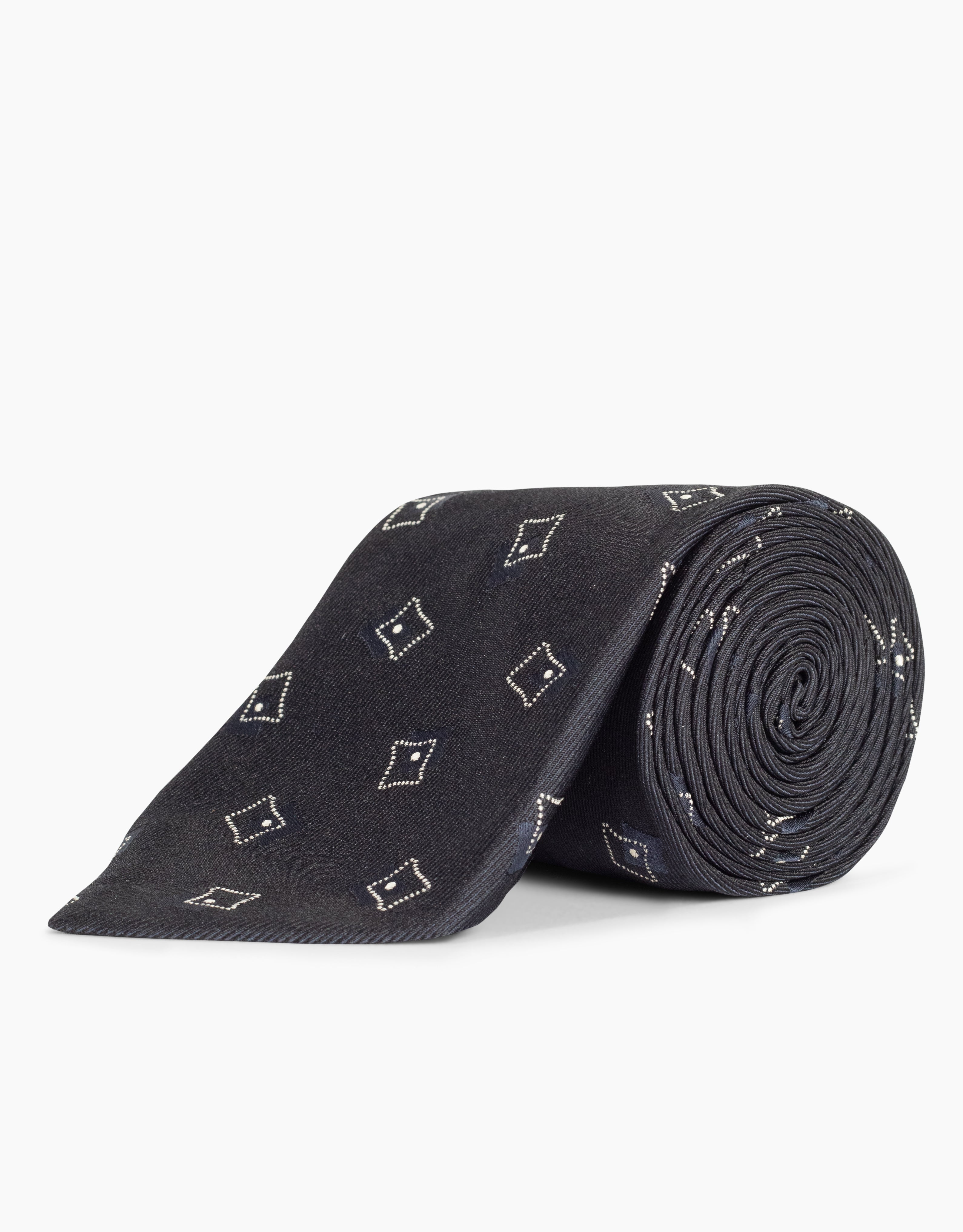 Navy Scattered Diamond Italian Silk Tie