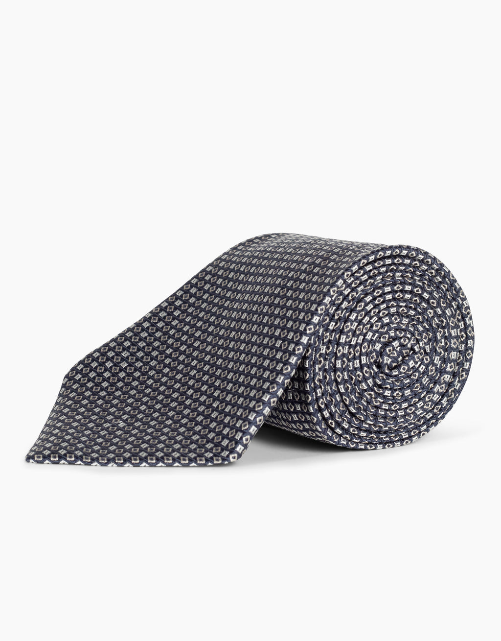 Navy Geometric Twill Italian Silk Tie