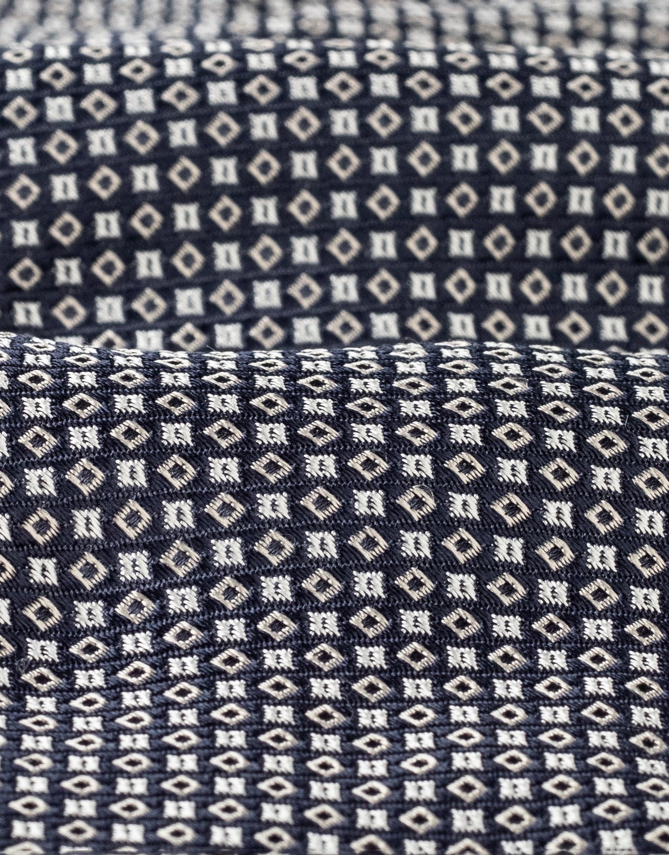 Navy Geometric Twill Italian Silk Tie