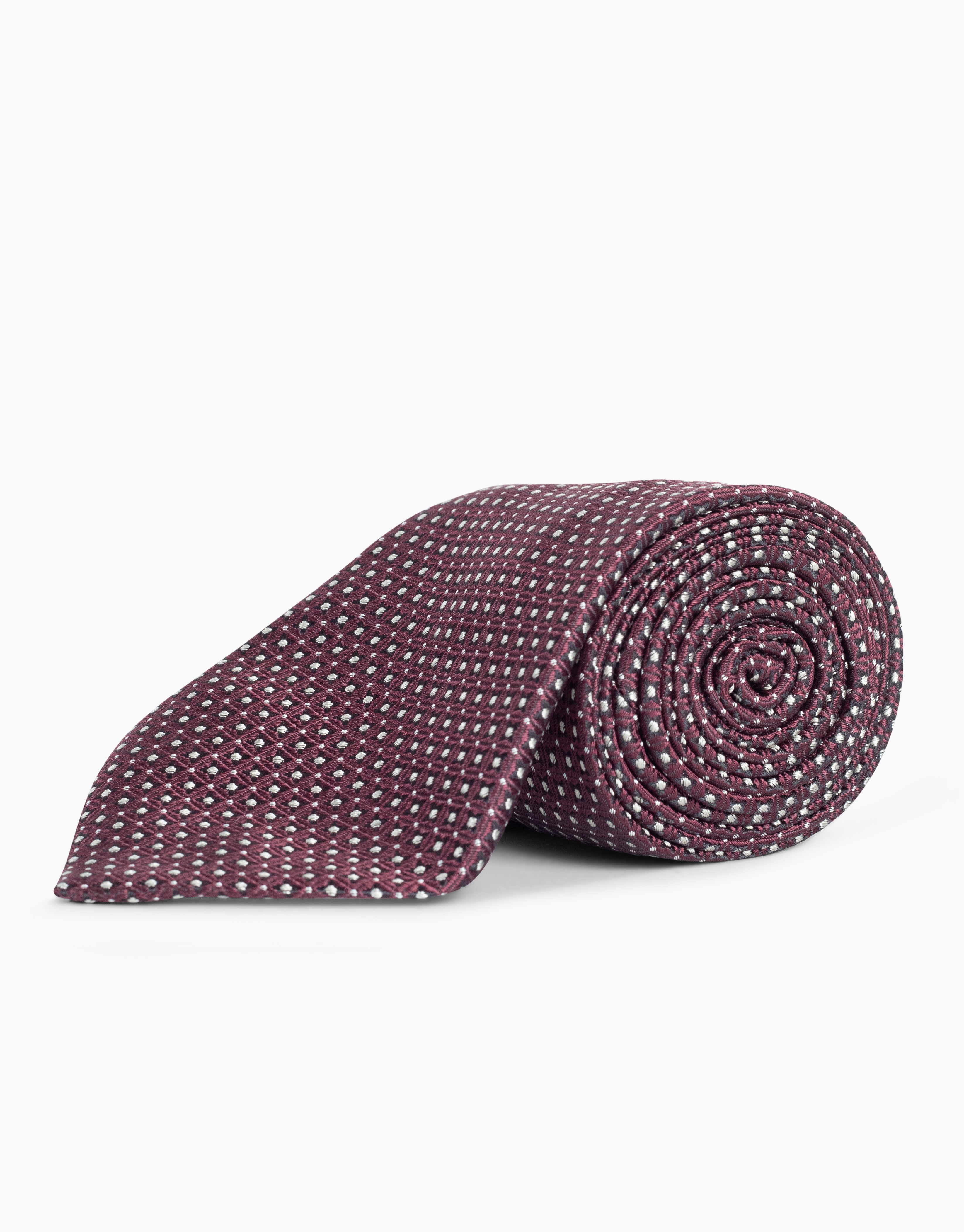 Maroon & Cream Foulard Italian Silk Tie