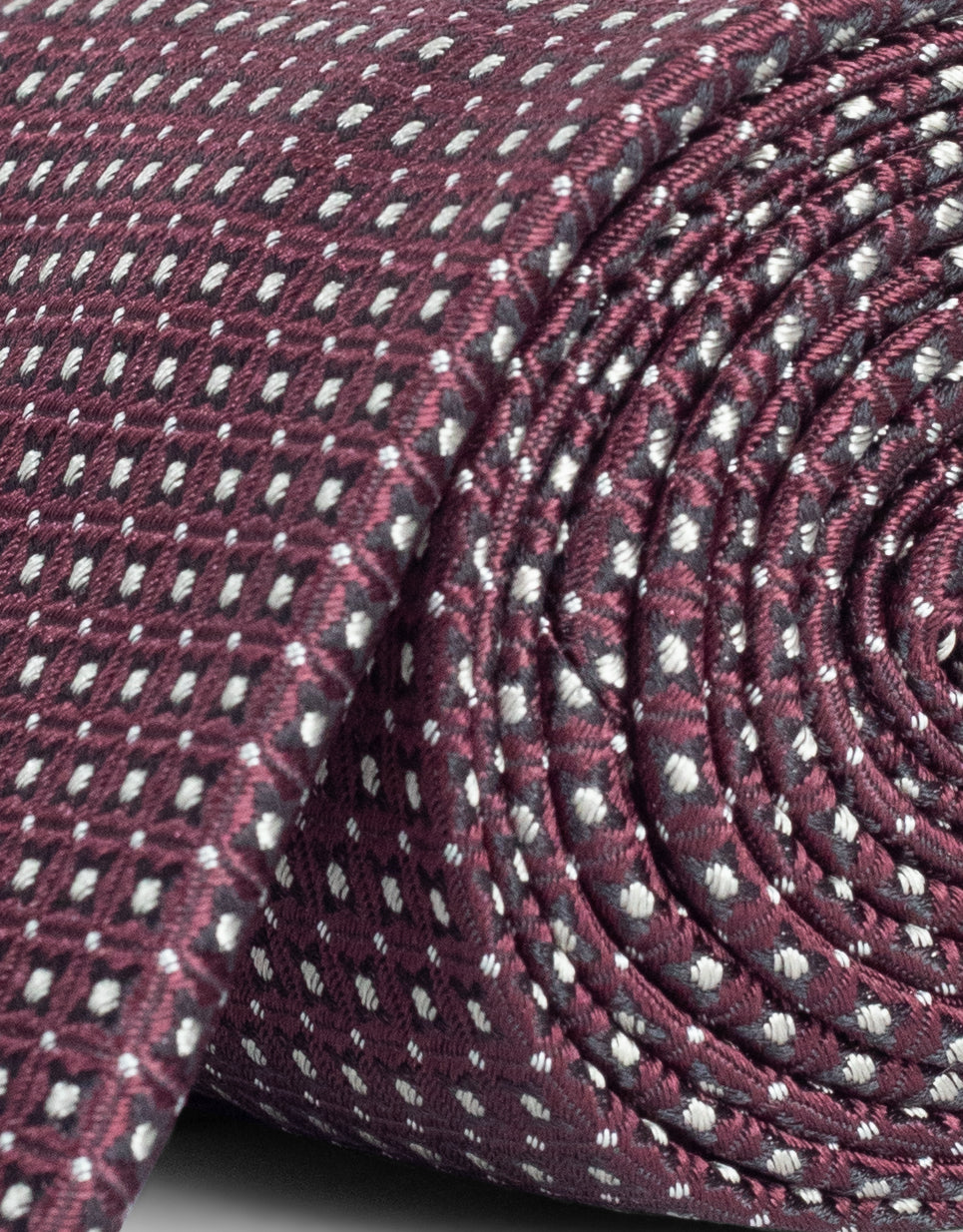 Maroon & Cream Foulard Italian Silk Tie