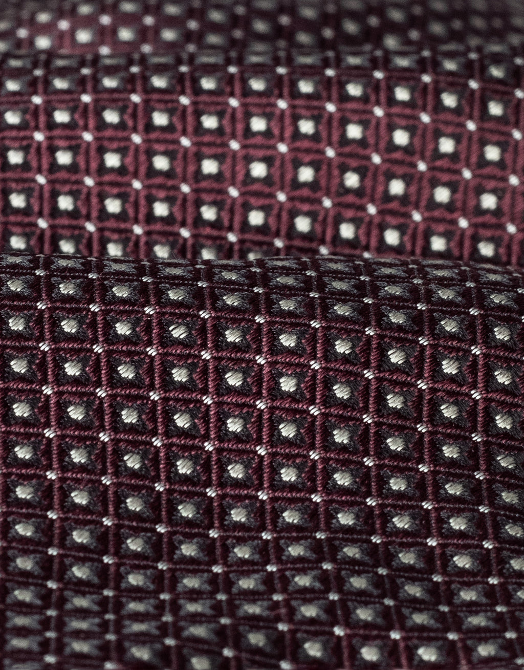 Maroon & Cream Foulard Italian Silk Tie