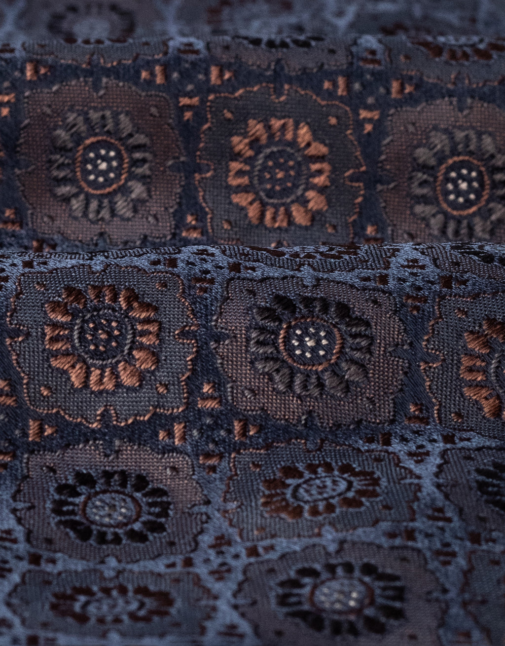 Navy & Rust Floral Italian Silk Tie